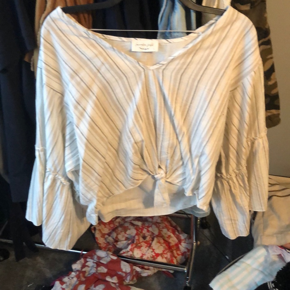 Lavender Field Striped Tie Blouse